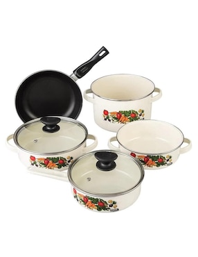 Batería de cocina Cinsa Armenia de acero vitrificado antiadherente convencional 7 piezas