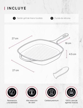 Sartén grill Cookify de hierro fundido
