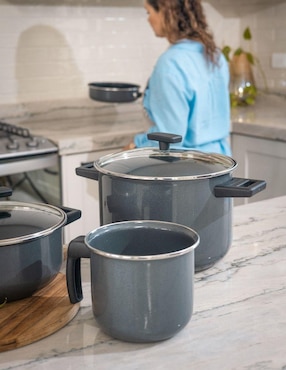 Batería de cocina Cinsa Duramax de acero vitrificado antiadherente convencional 20 piezas