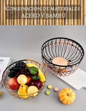 Frutero Good & Good de bambú con acero