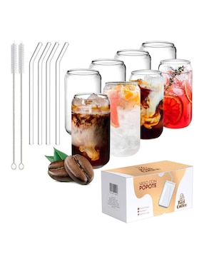Set vaso Doble Pack Bari Coffee de vidrio con 14 piezas