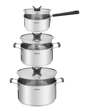 Batería de cocina T-Fal de acero inoxidable 6 piezas