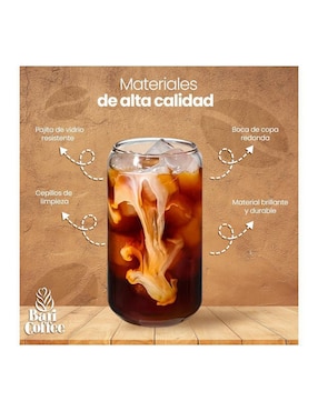 Set vaso Doble Pack Bari Coffee de vidrio con 14 piezas