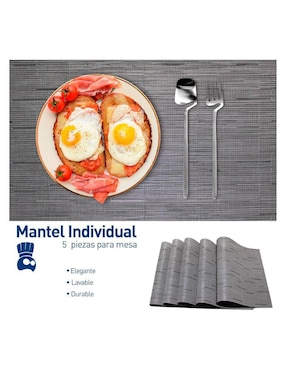 Set mantel individual rectangular de ratán pvc Bluelander