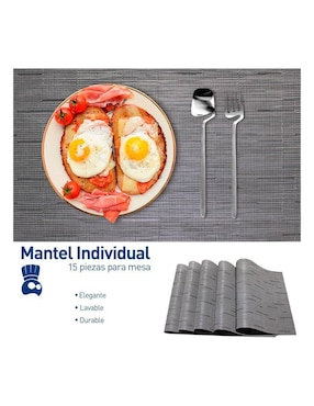 Set mantel individual rectangular de ratán pvc Bluelander