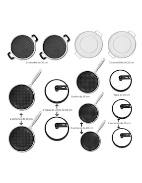 Batería de cocina Flavorstone Mega Set Samurai de acero inoxidable antiadherente combinado 14 piezas
