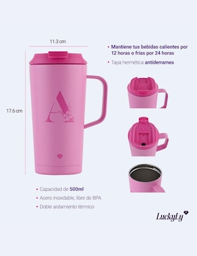 Termo Luckyly de acero inoxidable con tapa rosca 500 ml