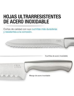 Set de cuchillos utilitario Casa Litus 15 piezas