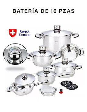 Batería de cocina Swiss Home Z-Line de acero inoxidable 16 piezas