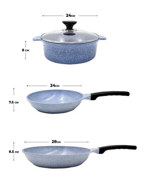 Set de sartenes con tapa Queen Sense de mármol 4 piezas