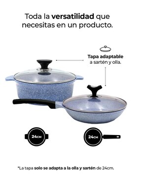 Set de sartenes con tapa Queen Sense de mármol 4 piezas