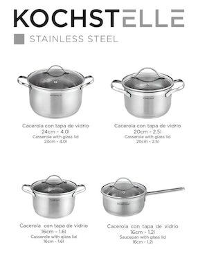 Batería de cocina Kochstelle de acero inoxidable antiadherente combinado 8 piezas
