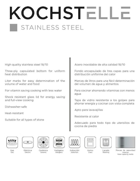 Batería de cocina Kochstelle de acero inoxidable antiadherente combinado 8 piezas