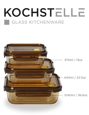 Set contenedores Kochstelle Kitchenware Universal de vidrio 3 piezas