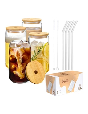 Set vaso Doble Pack Bari Coffee de vidrio con 16 piezas