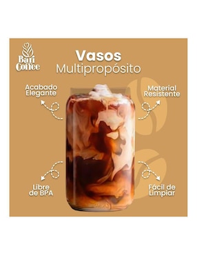 Set vaso Doble Pack Bari Coffee de vidrio con 16 piezas