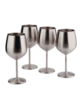 Set De Copas Para Vino Digitaling Store Elegante De Acero Inoxidable 4 Piezas