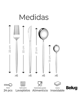 Set cubiertos Genérica de acero inoxidable 24 piezas