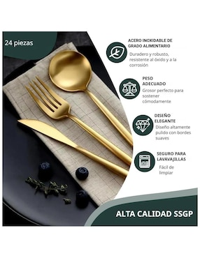 Set cubiertos Genérica de acero inoxidable 24 piezas piezas