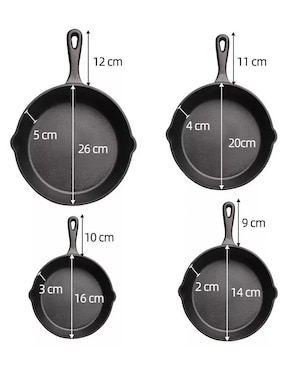 Set de sartenes Genérica de hierro fundido 4 piezas