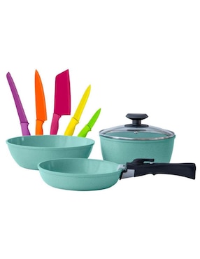 Batería De Cocina Jade Cook Smart De Aluminio Fundido Antiadherente Minerales Naturales 10 Piezas