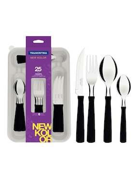 Set cubiertos Tramontina New Kolor de acero inoxidable 25 piezas