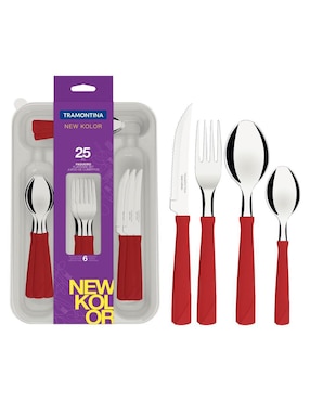 Set cubiertos Tramontina New Kolor de acero inoxidable 25 piezas