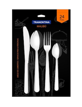 Set cubiertos Tramontina Malibú de acero inoxidable 24 piezas