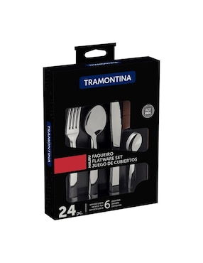 Set cubiertos Tramontina Malibu de acero inoxidable 24 piezas
