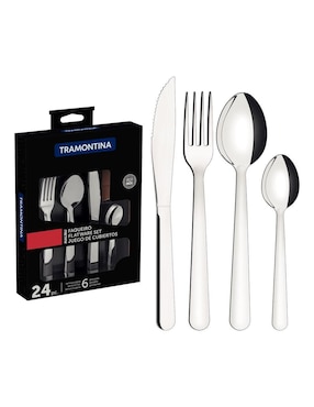 Set cubiertos Tramontina Malibu de acero inoxidable 24 piezas