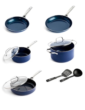 Batería de cocina Blue Diamond de aluminio anodizado antiadherente cerámica 10 piezas