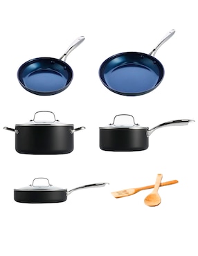 Batería de cocina Blue Diamond de aluminio anodizado antiadherente cerámica 10 piezas