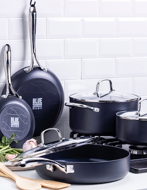 Batería de cocina Blue Diamond de aluminio anodizado antiadherente cerámica 10 piezas