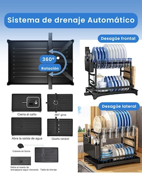 Escurridor de trastes Happy Life de acero inoxidable