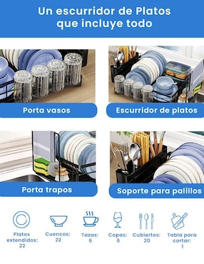 Escurridor de trastes Happy Life de acero inoxidable