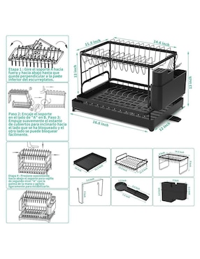 Escurridor de trastes Happy Life de acero inoxidable