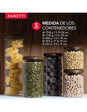 Set contenedores Zanetti de vidrio 5 piezas
