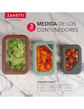 Set contenedores Zanetti de vidrio 3 piezas