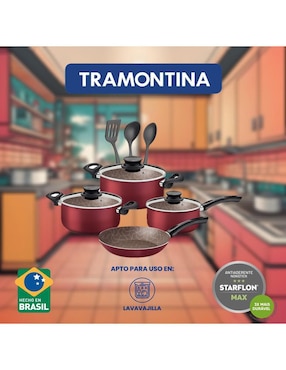 Batería de cocina Tramontina París de aluminio antiadherente convencional 10 piezas