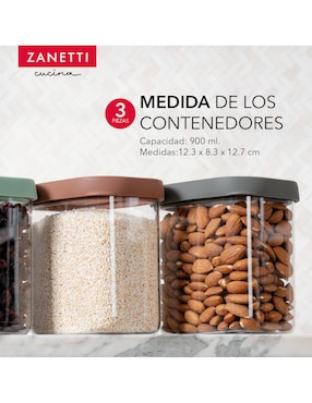 Set contenedores Zanetti de vidrio 3 piezas