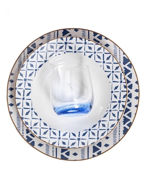 Vajilla cerrada Crown Baccara tribalblue de porcelana para 4 personas