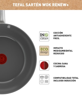 Sartén Wok T-Fal Renew de cerámica