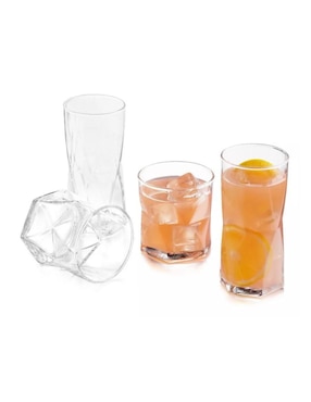 Set vaso Doble Pack Stovmex Rombus de vidrio con 8 piezas