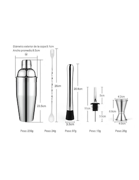 Set bar Wünd de acero inoxidable