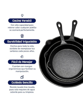 Set de sartenes Naesi de hierro 3 piezas