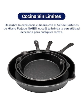 Set de sartenes Naesi de hierro 3 piezas