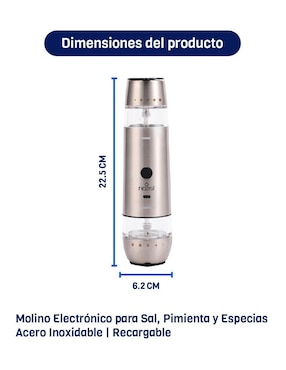 Set salero y pimentero Naesi de acero inoxidable