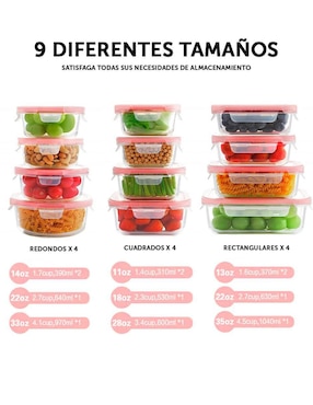 Set contenedores Brandtrendy de vidrio 12 piezas