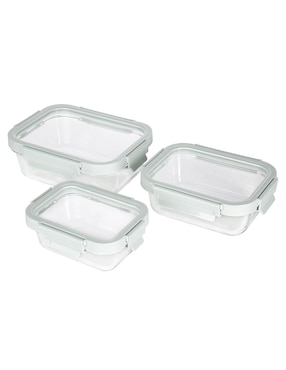 Set contenedores Heuman Brand de vidrio 3 piezas