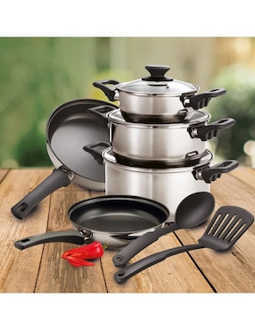 Batería de cocina Tramontina Primaware de acero inoxidable antiadherente convencional 10 piezas